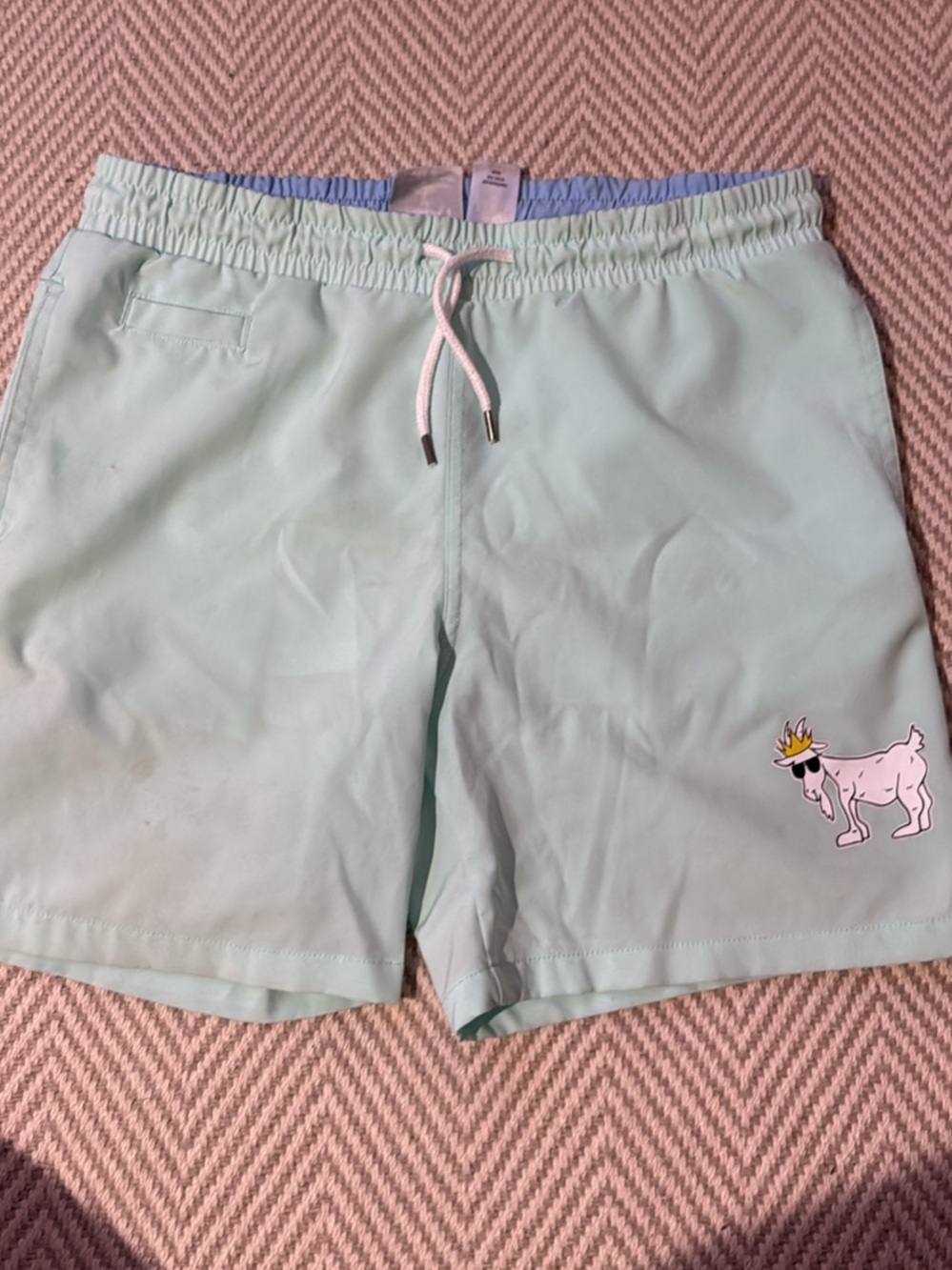 Kids Mint Swim Trunks with Drawstring
